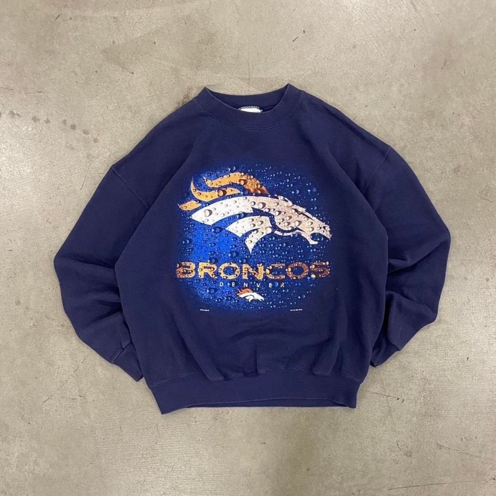 Vintage NFL Denver Broncos 90s Lee Sport‎ Water Droplets Crewneck Size L